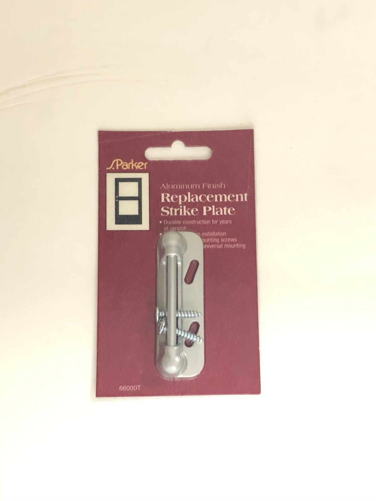 New S. Parker Aluminum Finish Replacement Strike Plate