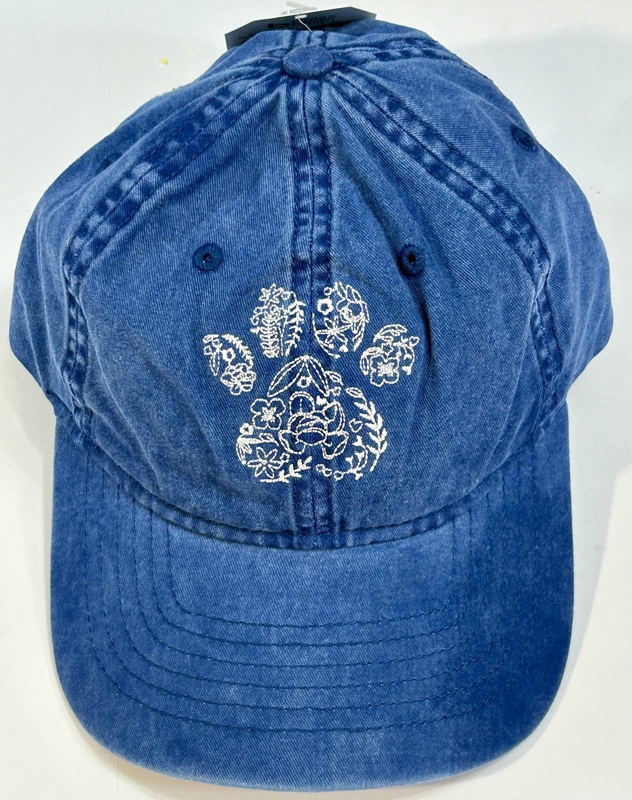 Time & Tru Cotton Twill Flower Paw Baseball Cap Hat Buckle Closure Blue NWT