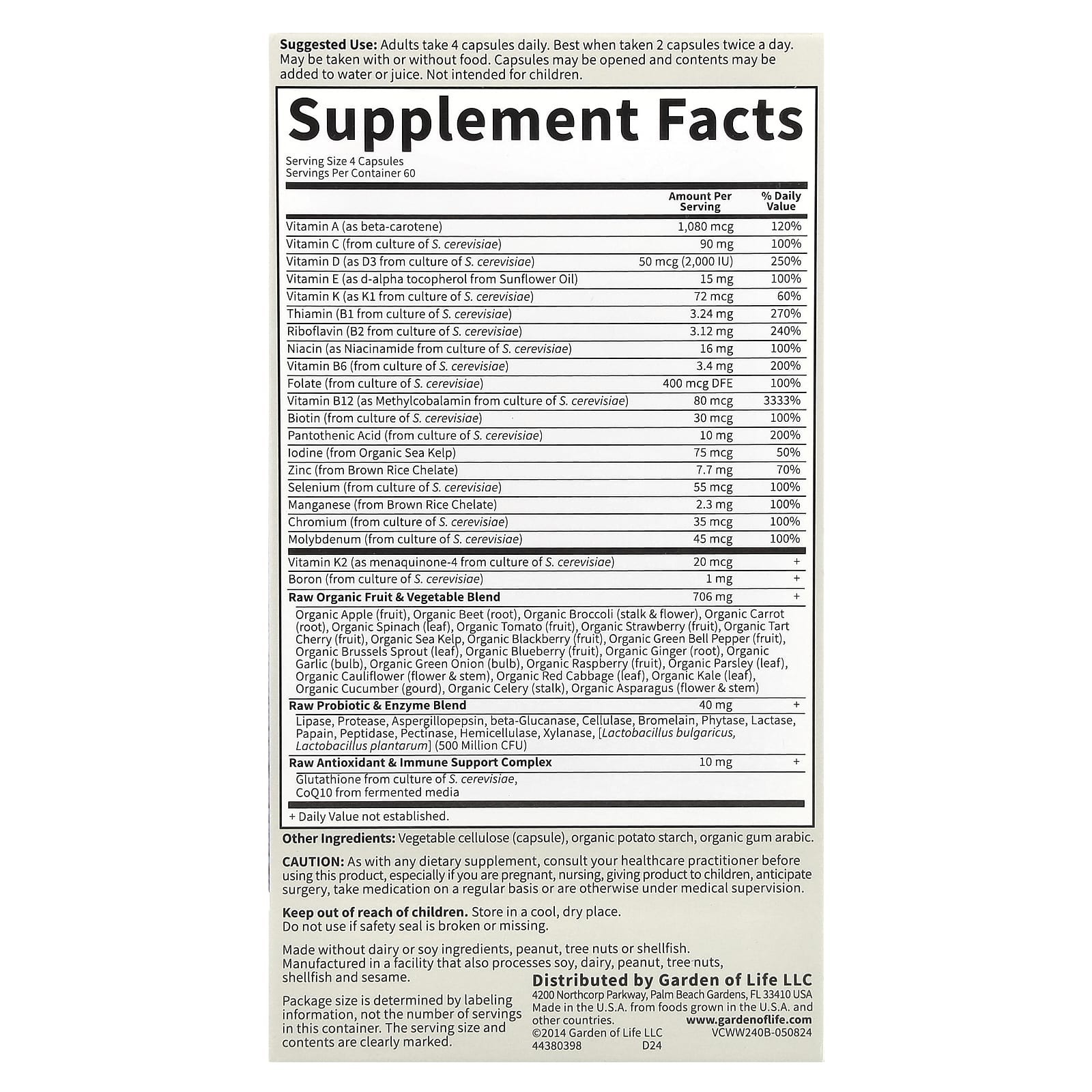 Garden Of Life Women's Vitamin Code 50 And Wiser, 240 Capsules