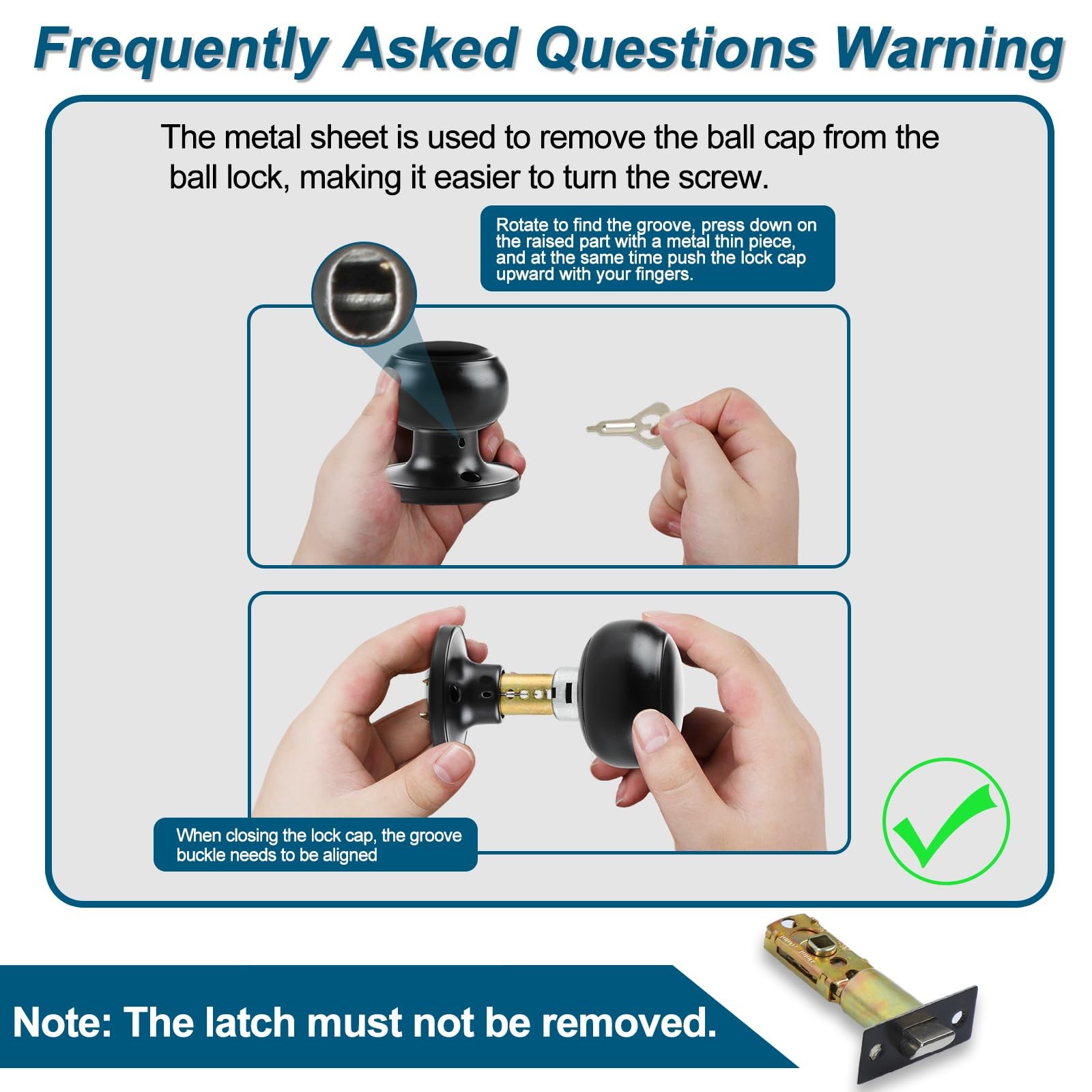 Passage Door Knobs, 4 Pack Matte Black Door Knobs, for Hallway & Closet Non-L...