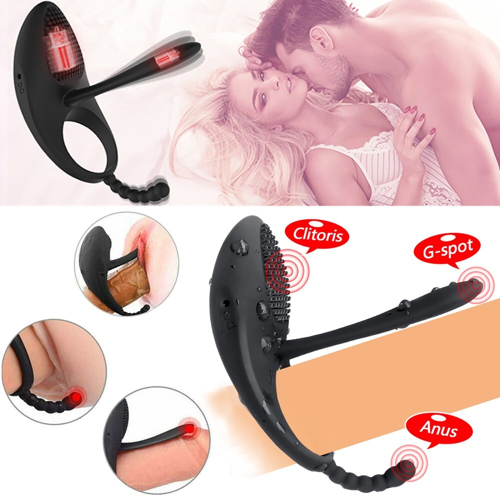 Silicone Rechargeable Vibrating Penis Cock Ring Enhancer Sex Toys For Men Couple