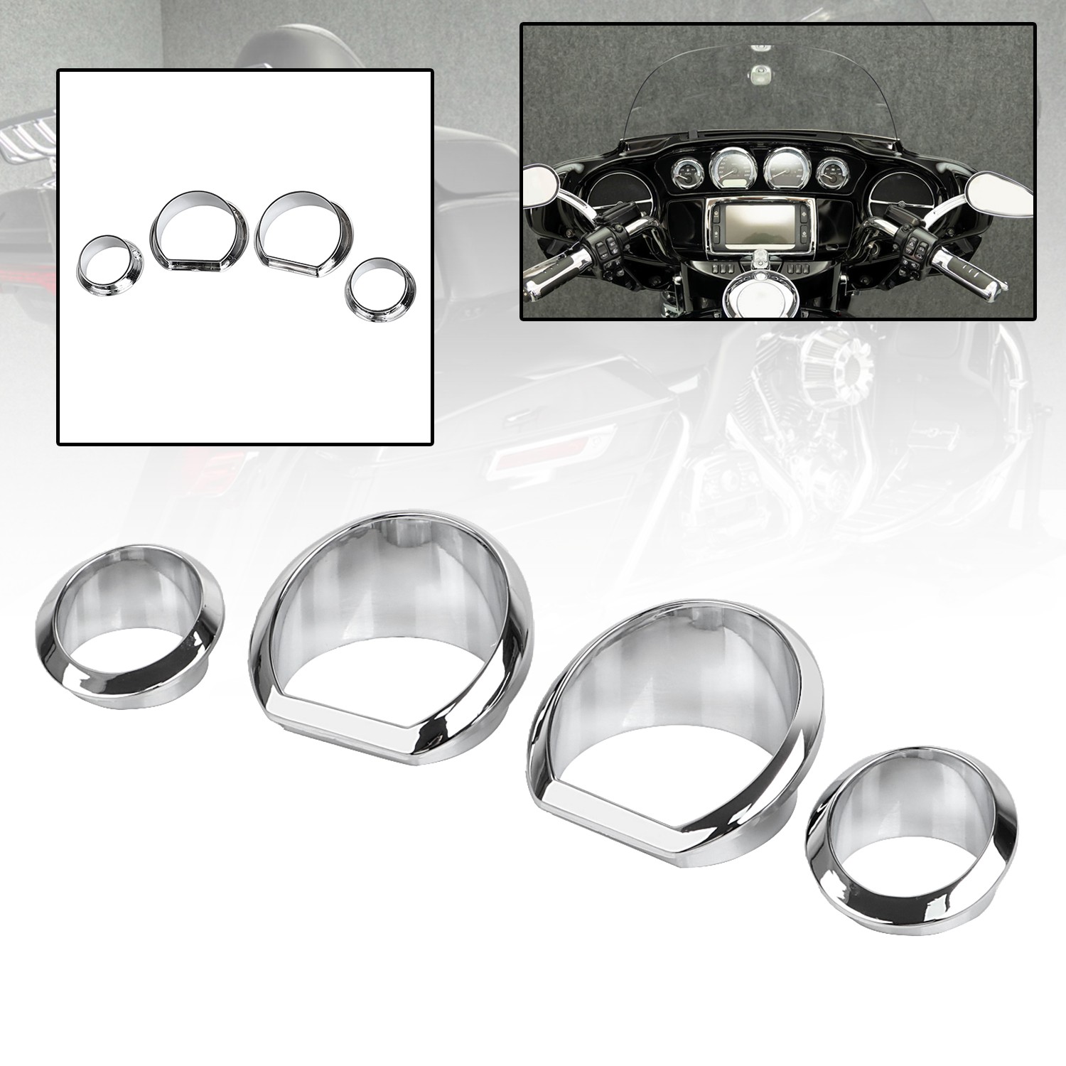 Motorcycle ABS Gauge Bezel Trims For Harley Street Electra Glide FLHTK 2014-2023