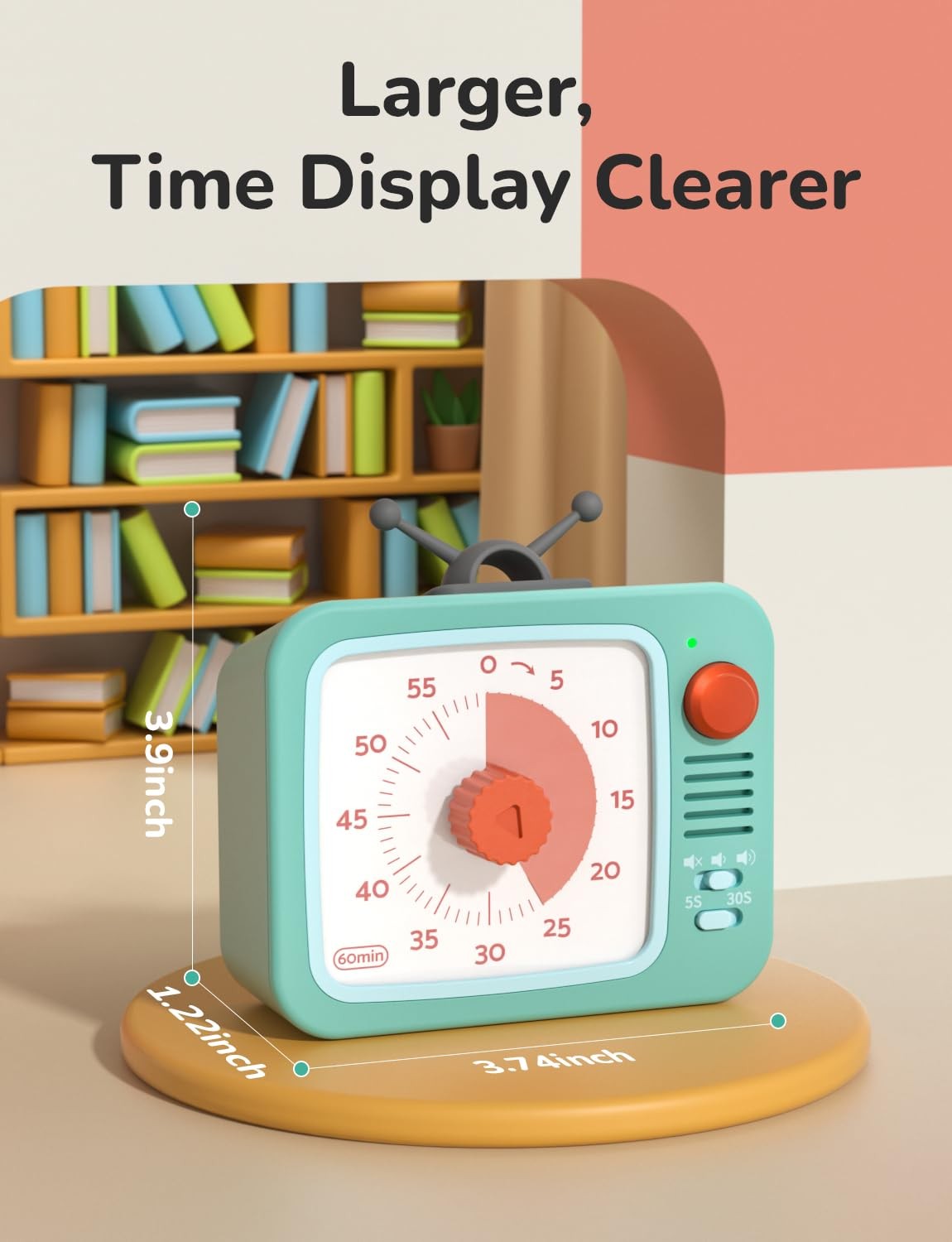 Visual Timer for with Pause, 60 Minute Countdown Timer, Green