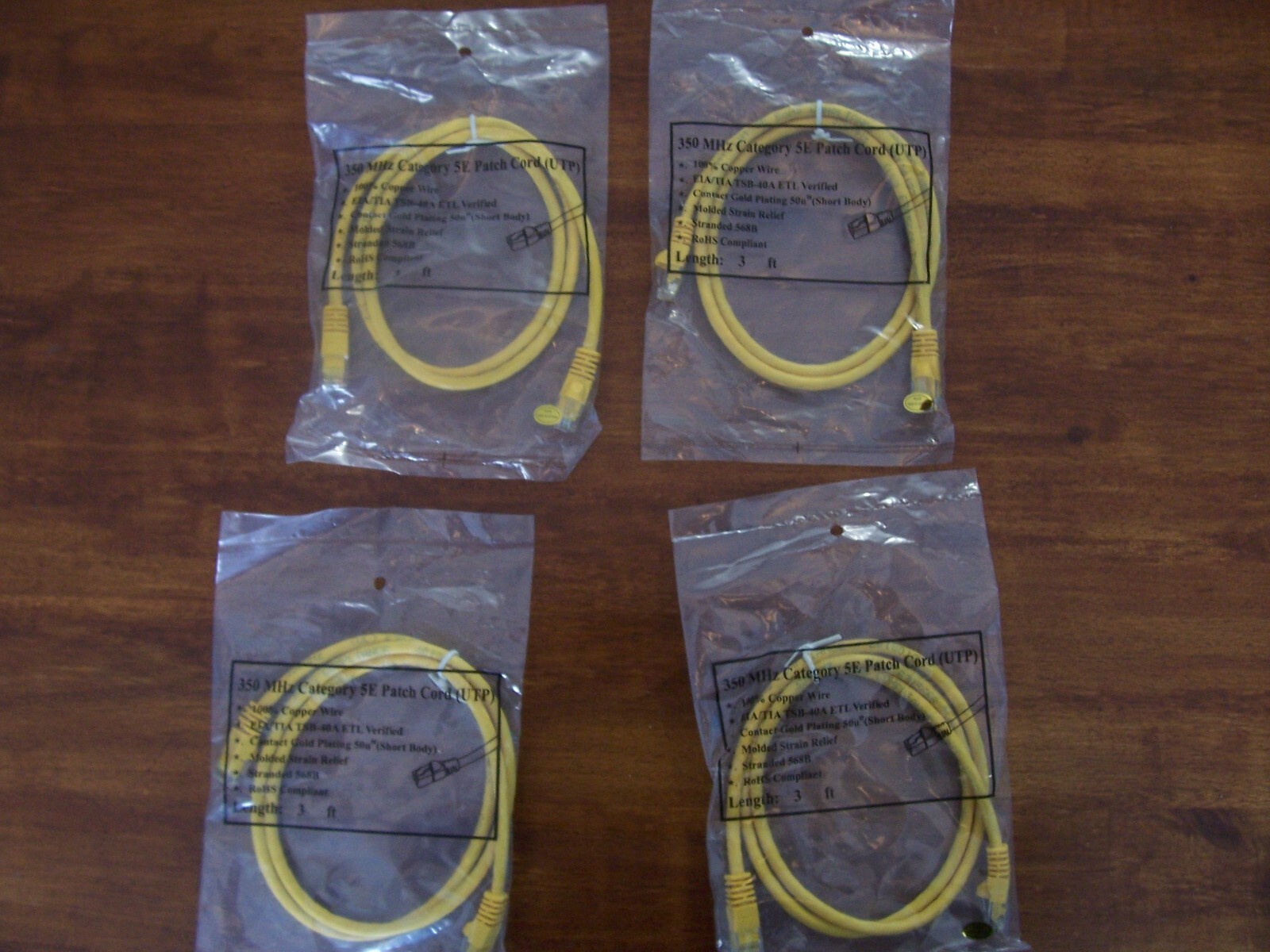 LOT OF 4 - 3 FOOT RJ45 Cat5e  Ethernet Straight-Through Patch Network Cable