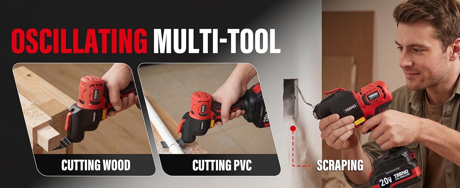 Brushless Power Tool Combo Kit, 6-in-1 Cordless Interchangeable Multi-Tool Set
