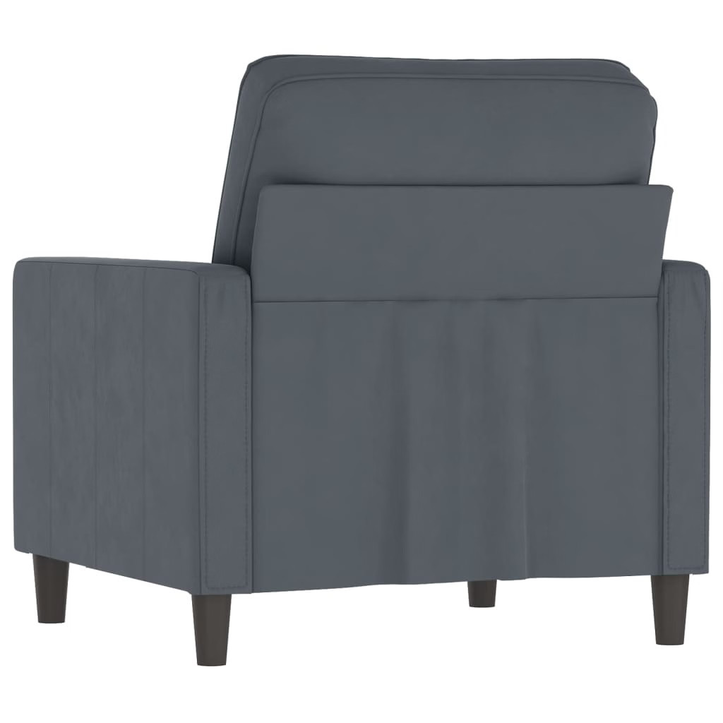 Sofa Chair Dark Grey Velvet (100% polyester), metal, foam Single