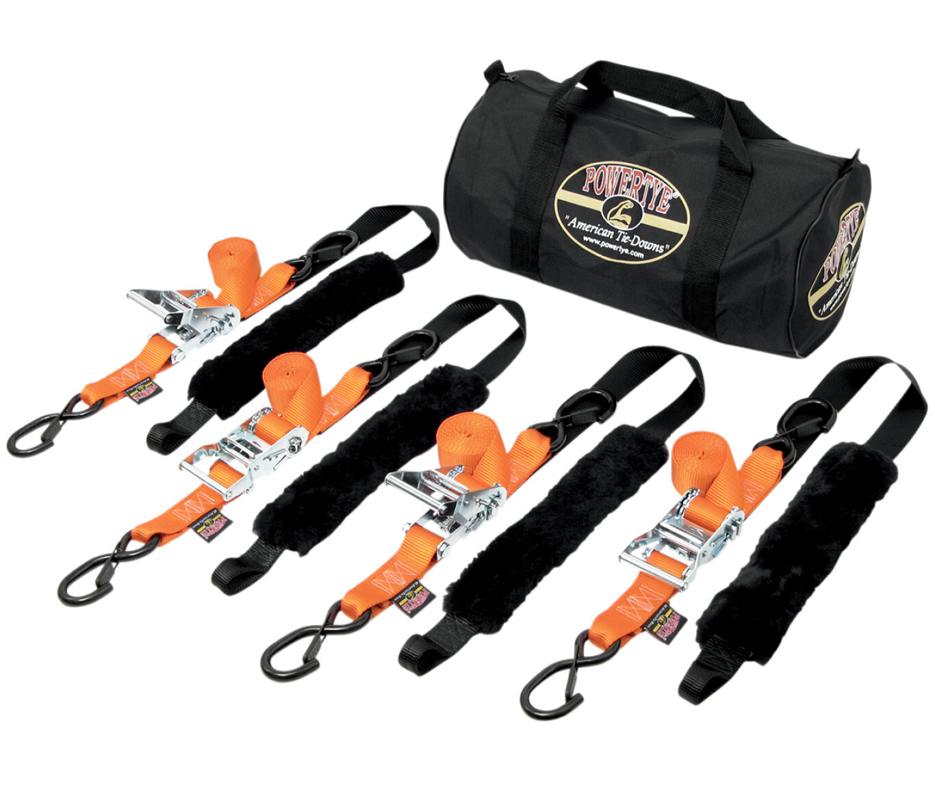 Powertye TRAILERKIT-89 Fat Strap Orange 4-pc 1.5" Deluxe Tie-Down Trailer Kit