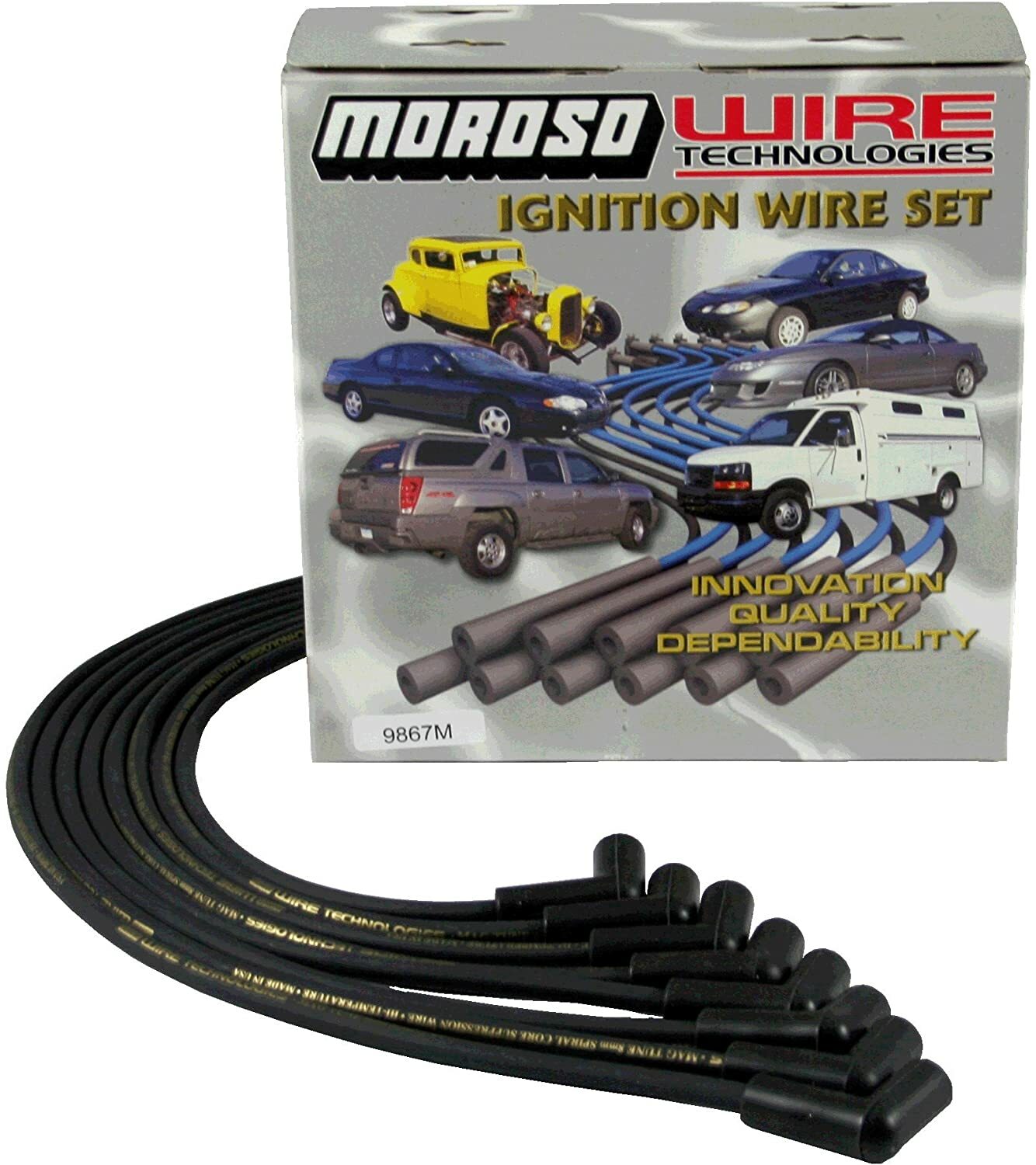 MOROSO SBC CHEVY 305 350 Spark Plug Wires HEI 90 Degree Boots HEI (Under Header)