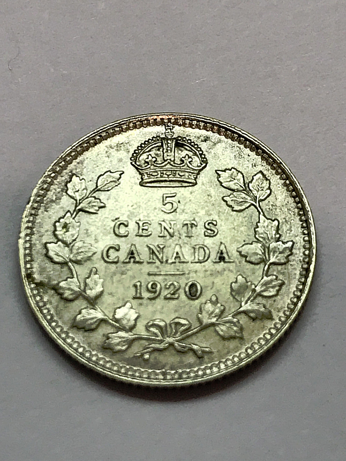 1920 Canadian Silver Five Cents XF+ #1963
