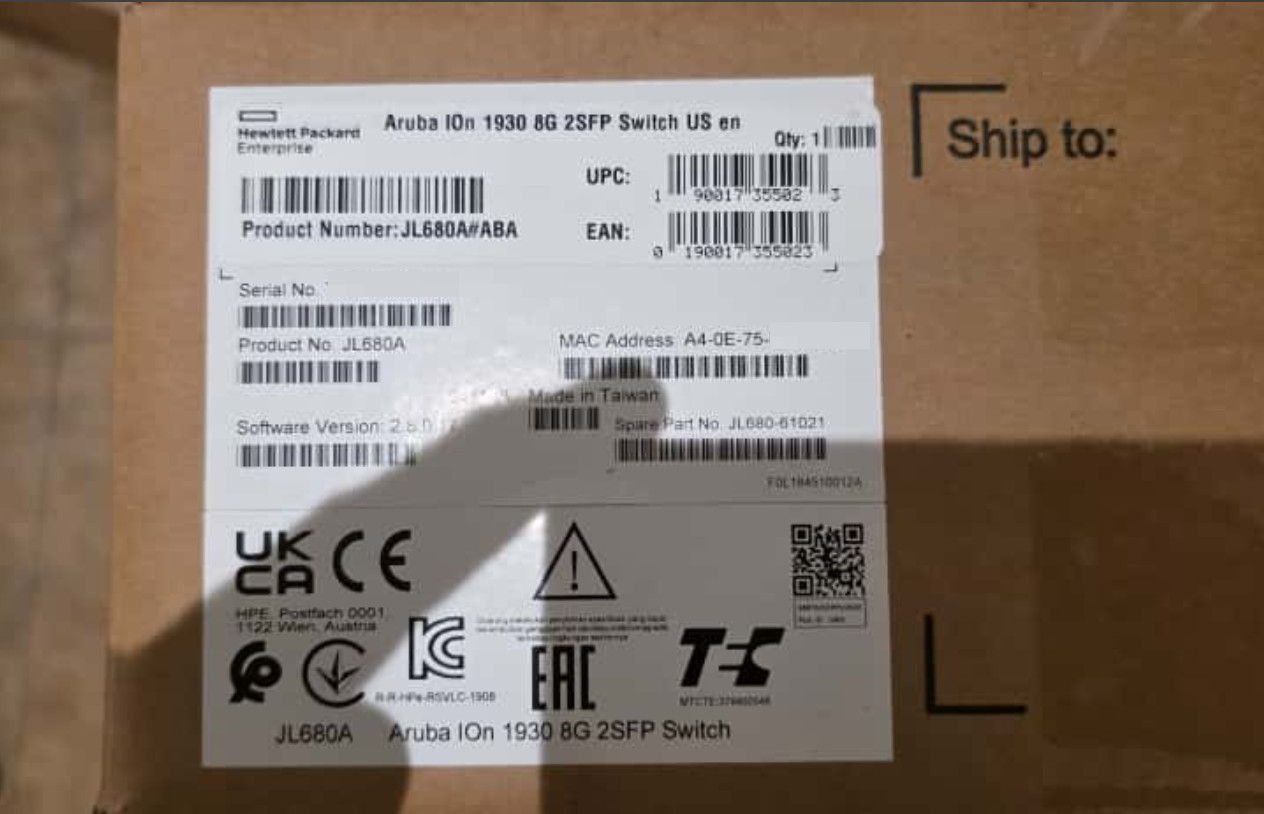 Aruba Instant On 1930 8G 2SFP 124w Ethernet Switch (JL680A#ABA) - NEW SEALED BOX