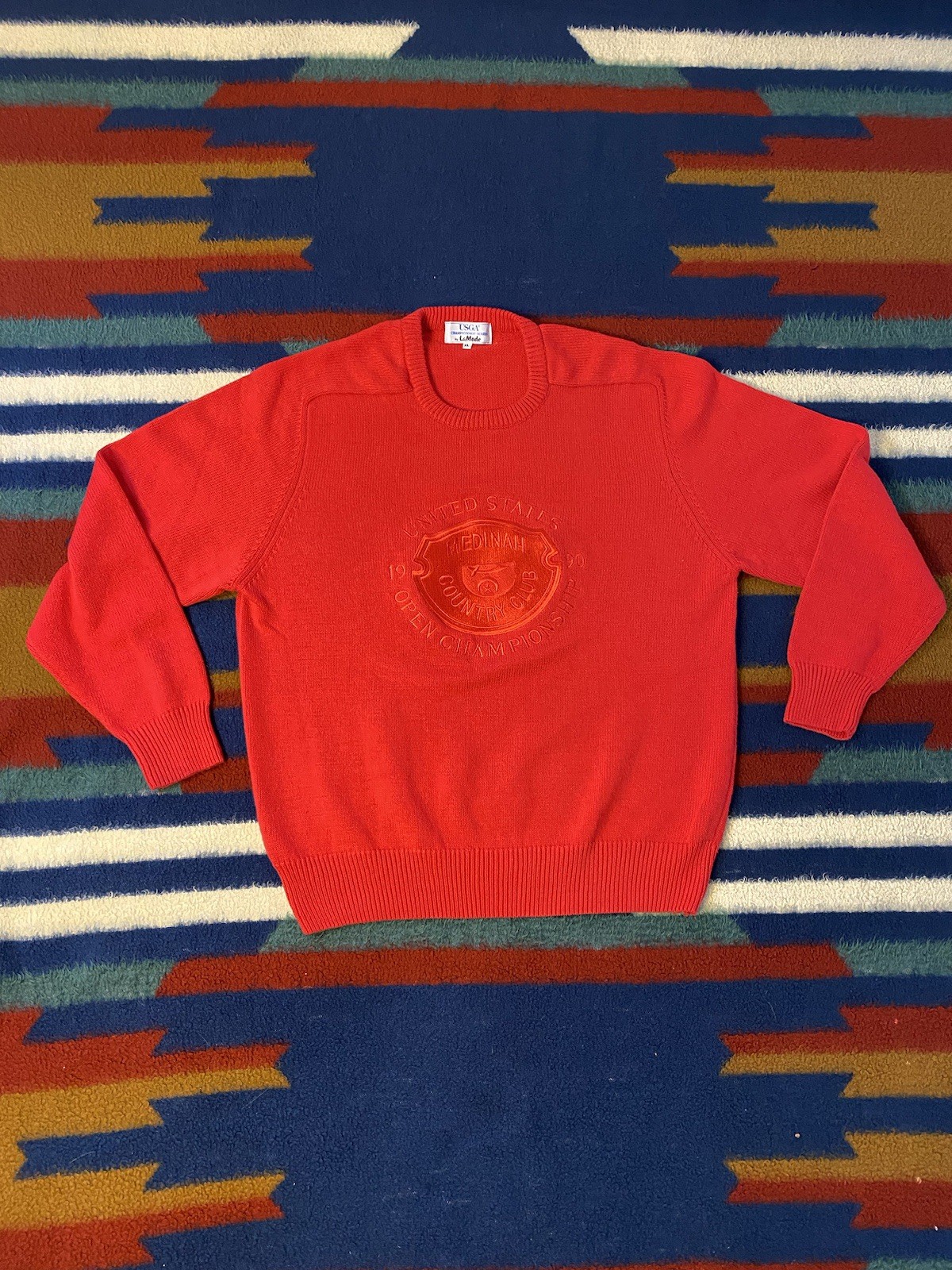 1990 U.S. Open Championship Medinah Country Club Sweater Red XL PGA Golf