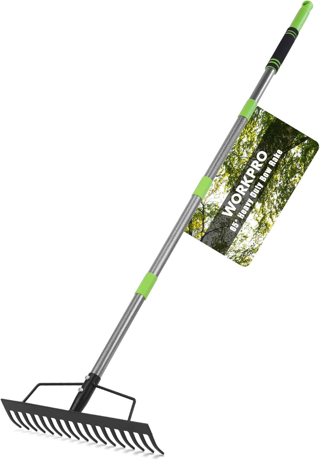 65 Inch Bow Rake, 17 Tines Metal Head Rakes with High Strength Handle, Heavy Dut