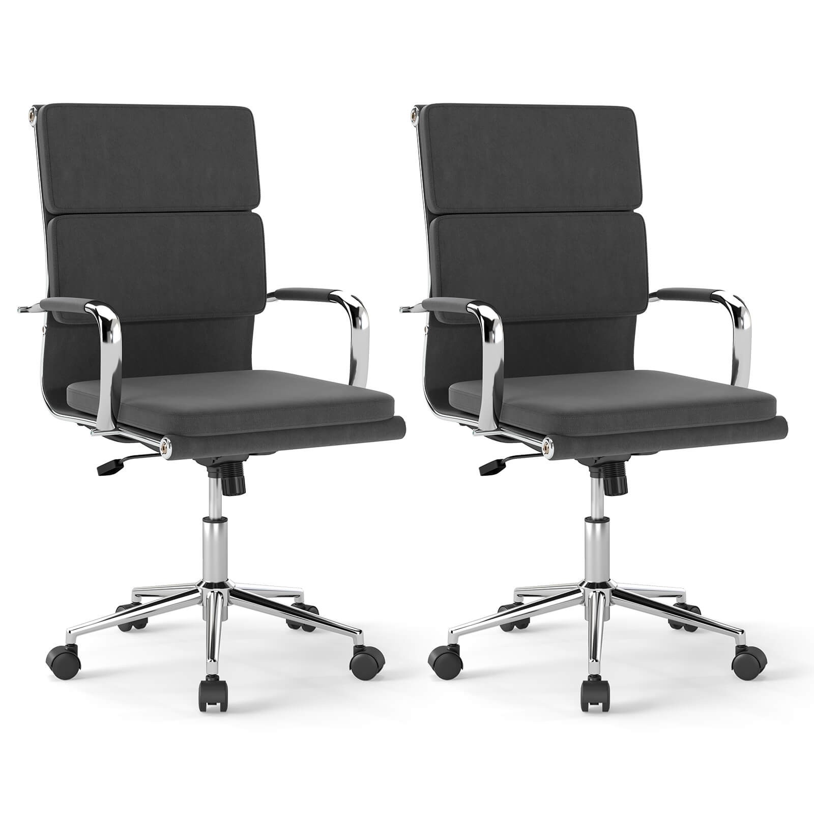 2PCS Ergonomic Office Desk Chair w/Rocking Backrest, Zippered Covers for Home