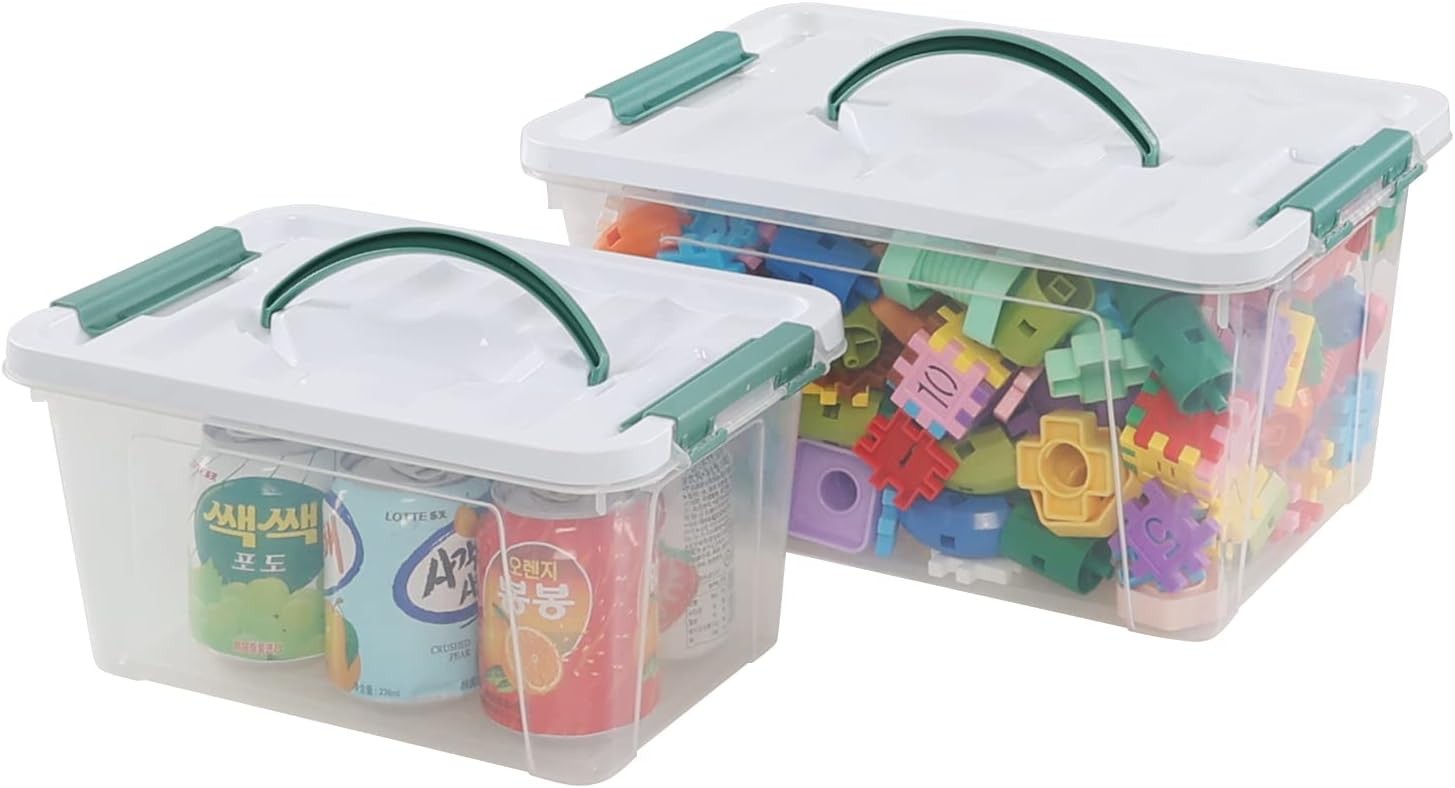 14 Quarts & 7 Quarts Stora Bins with Lids, 2-pa Clear Plastic Totes Boxes