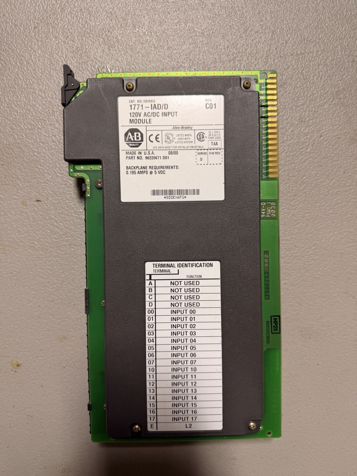 Allen-Bradley 1771-IAD D Input Module 120V AC/DC