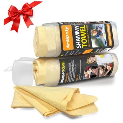 Premium Shammy Cloth for Car Drying 2pk (26”x17”)-Super 2pk 26"x17" Yellow