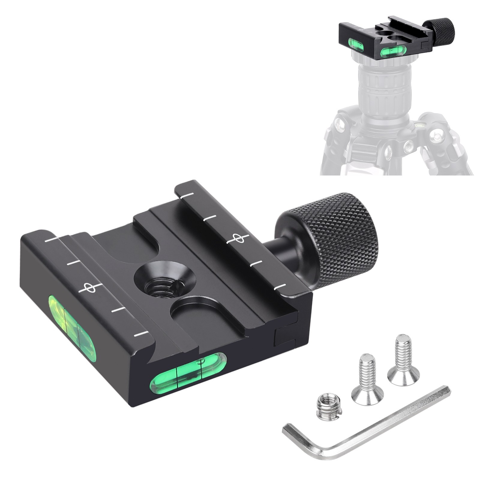50mm Quick Release Clamp Adapter( Arca-type Compatible) with 1/4" 3/8" Hole