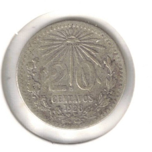 1928 Mexico 20 Twenty Centavos Silver Coin!