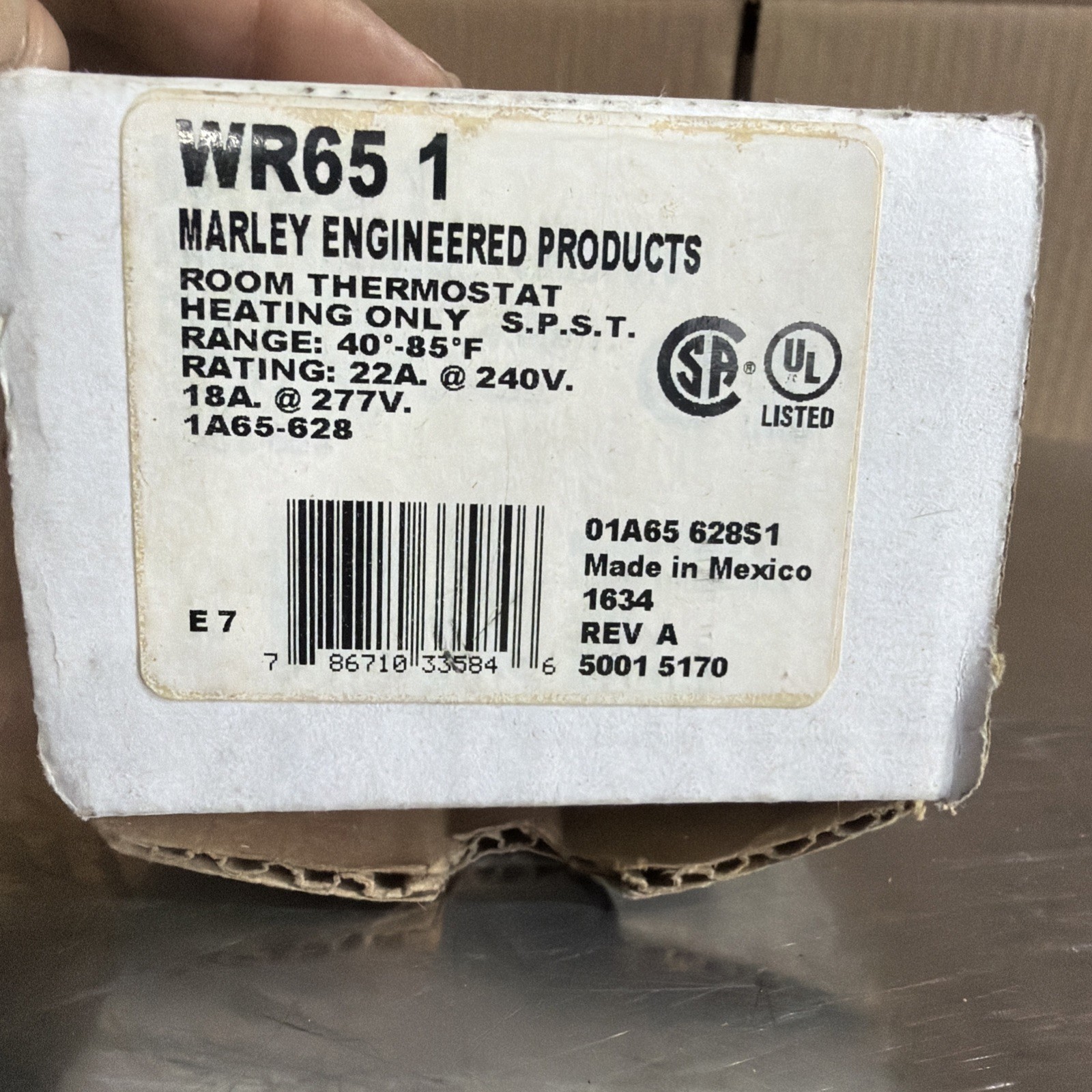 Marley WR651 Single Pole Thermostat Nos Surplus