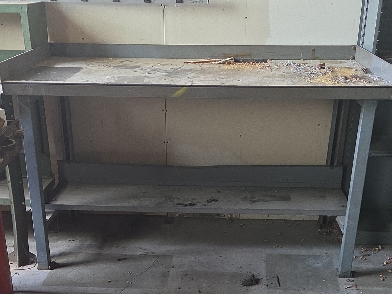 Gray Metal Work Bench with Shelf, Heavy Duty Steel Table for Garage or Workshop