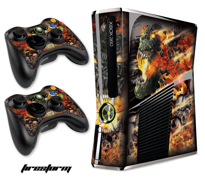 Skin Decal Wrap for Xbox 360 Slim Gaming Console & Controller Xbox360 Slim FIRES