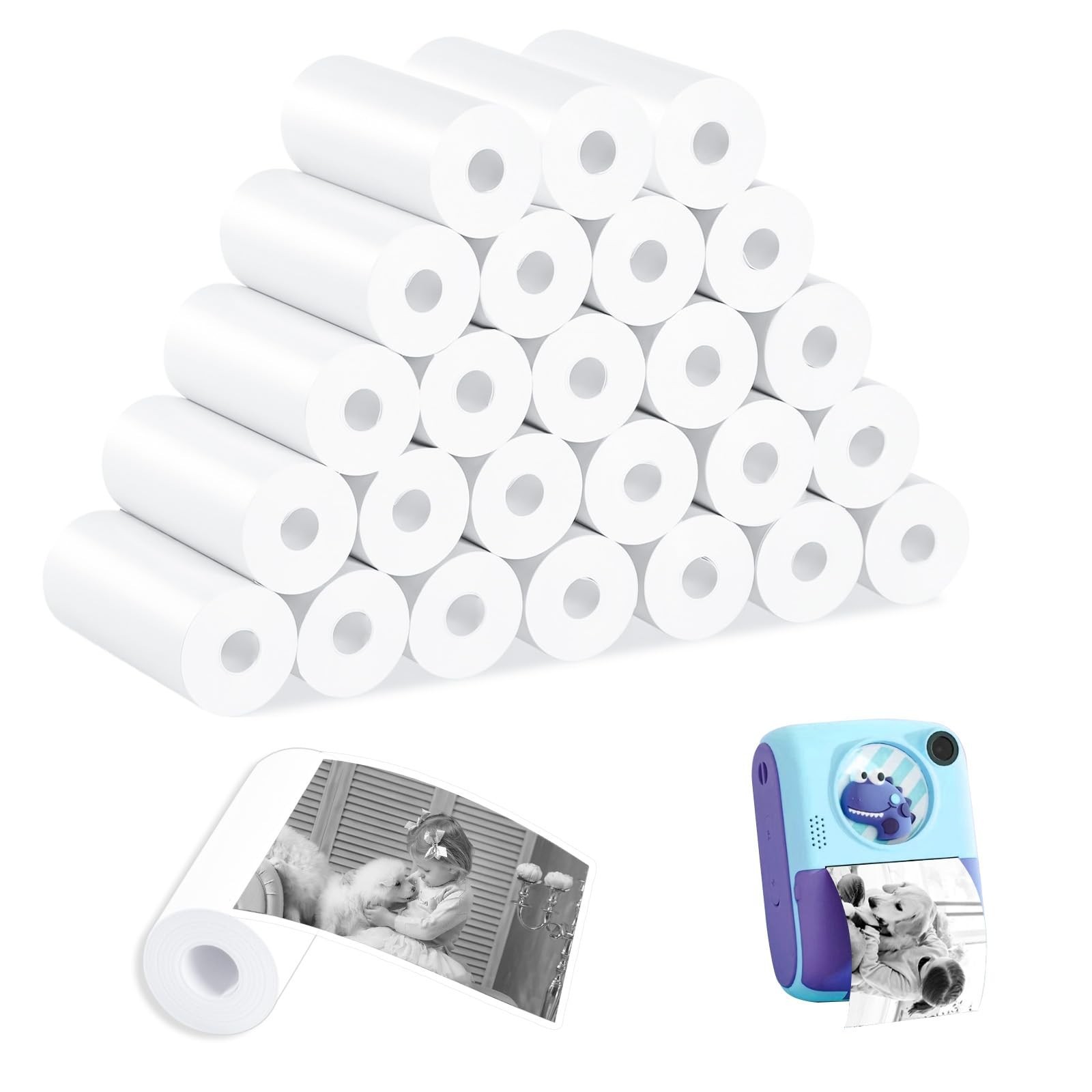 25 Rolls of Thermal Paper for Kids Instant Print Camera Paper, Thermal...