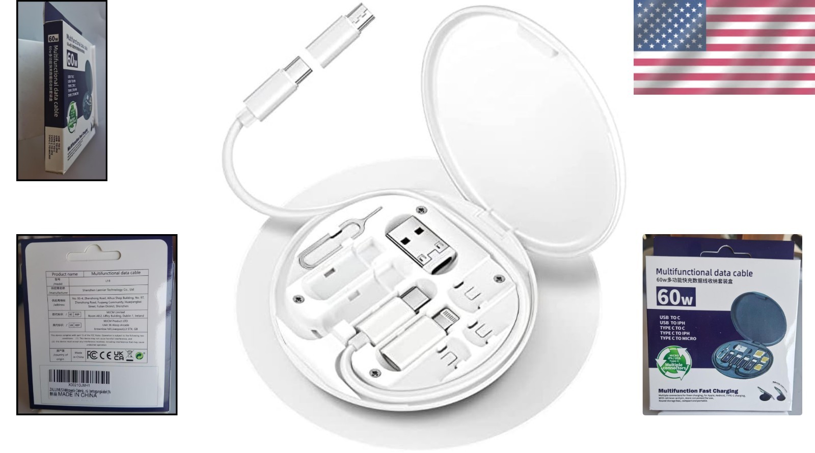 Elegantly Compact Multifunctional Data Cable Storage Box for USB-C & Micro-USB