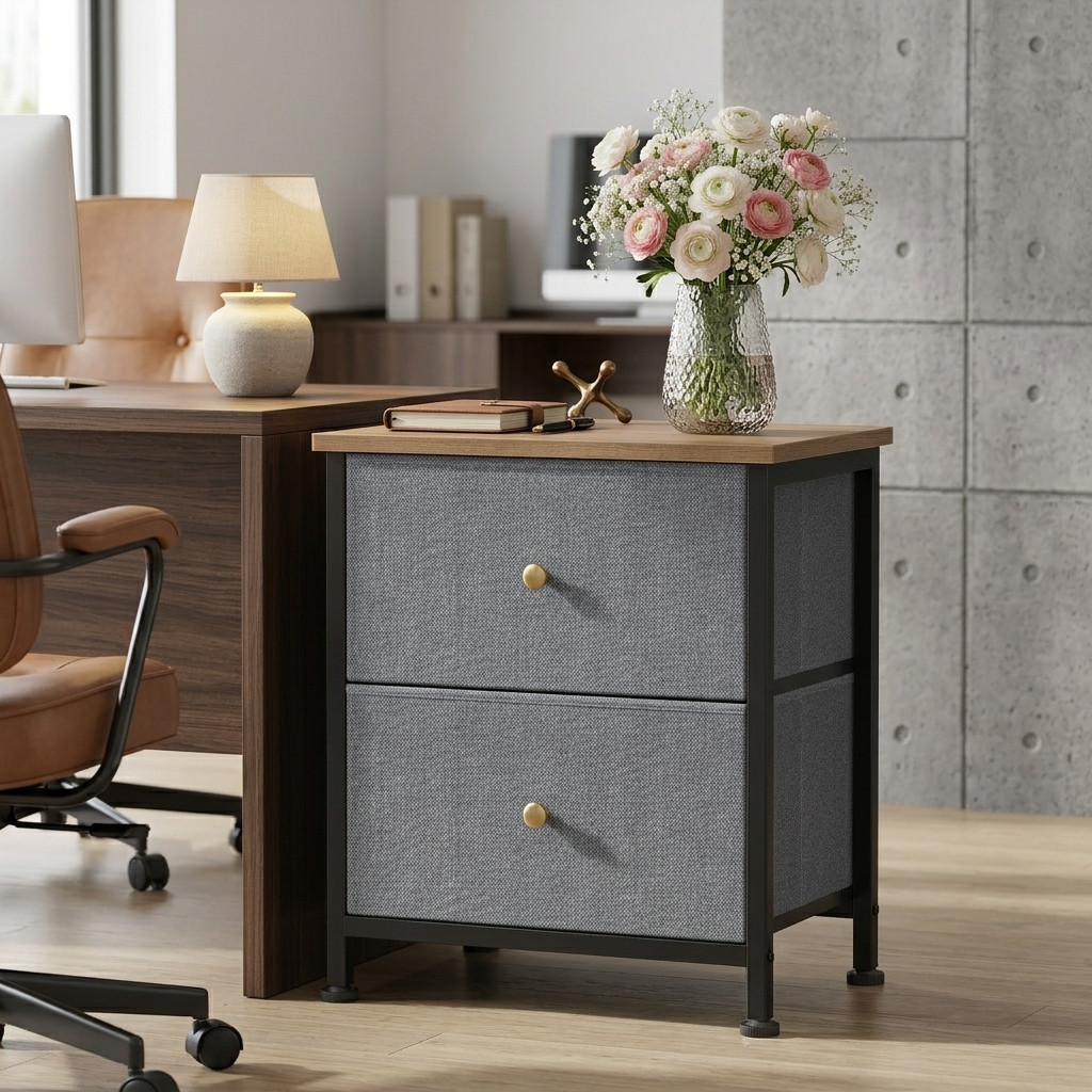 1PCS 2 Drawer Fabric File Cabinet