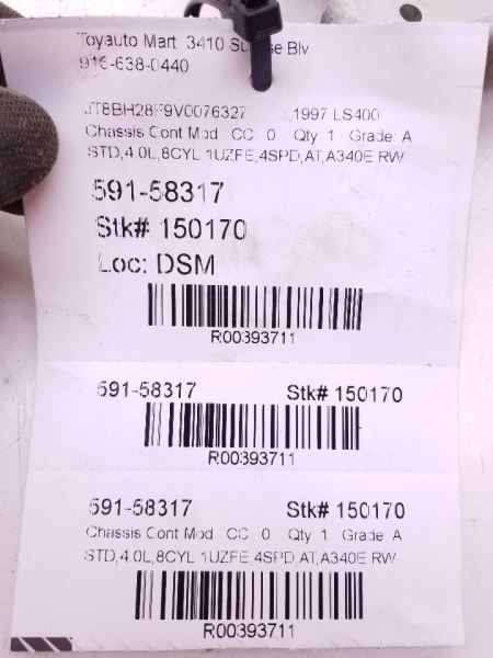 1997 LEXUS LS400 ABS COMPUTER CONTROL MODULE ECM ASSEMBLY