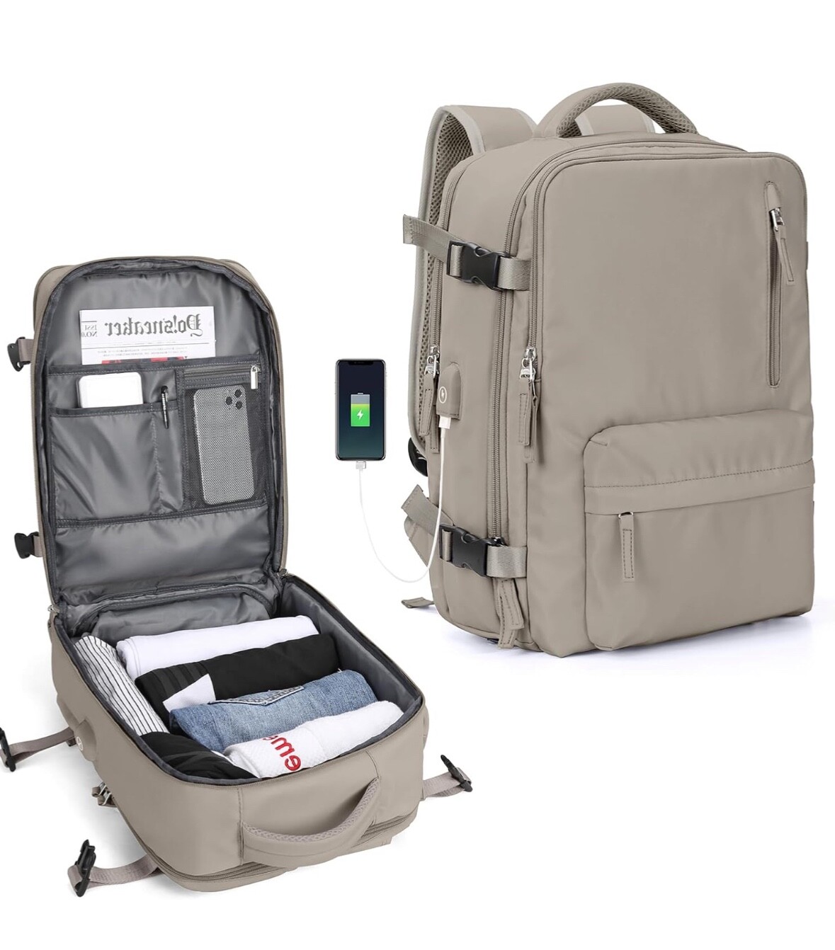 WONHOX Carry on Travel Backpack Large, A93-grey Beige