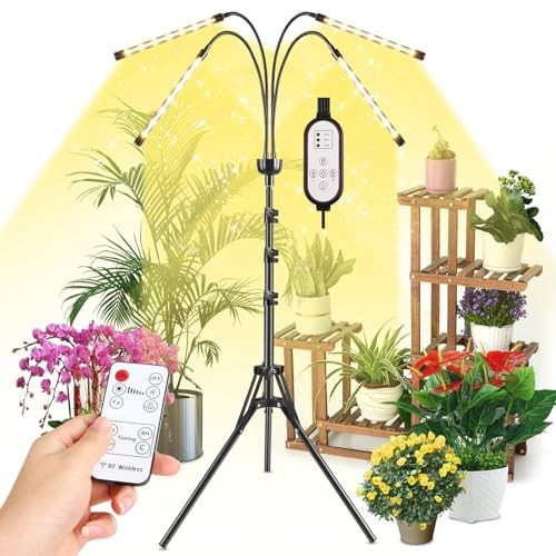 Grow Lights for Indoor Plants Light with 15-63 inches Adjustable Tripod Yellow