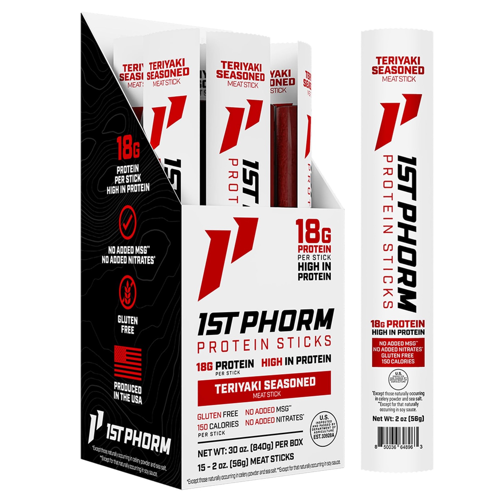 Teriyaki Beef Pork Protein Sticks 18g Protein 15 Count Low Carb Keto