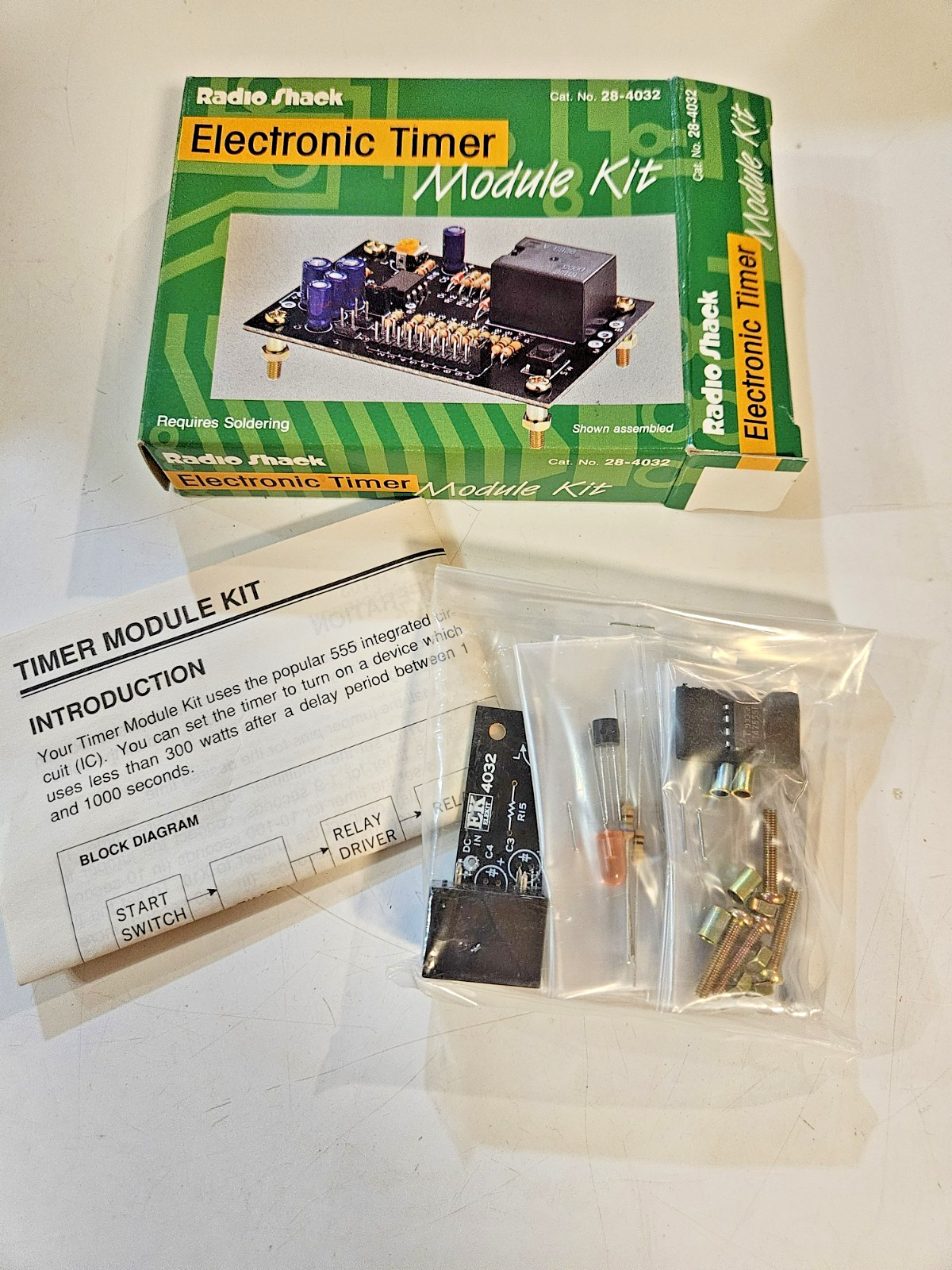 Vintage RadioShack Electronic Timer Module Kit 28-4032 555 IC DIY Soldering New