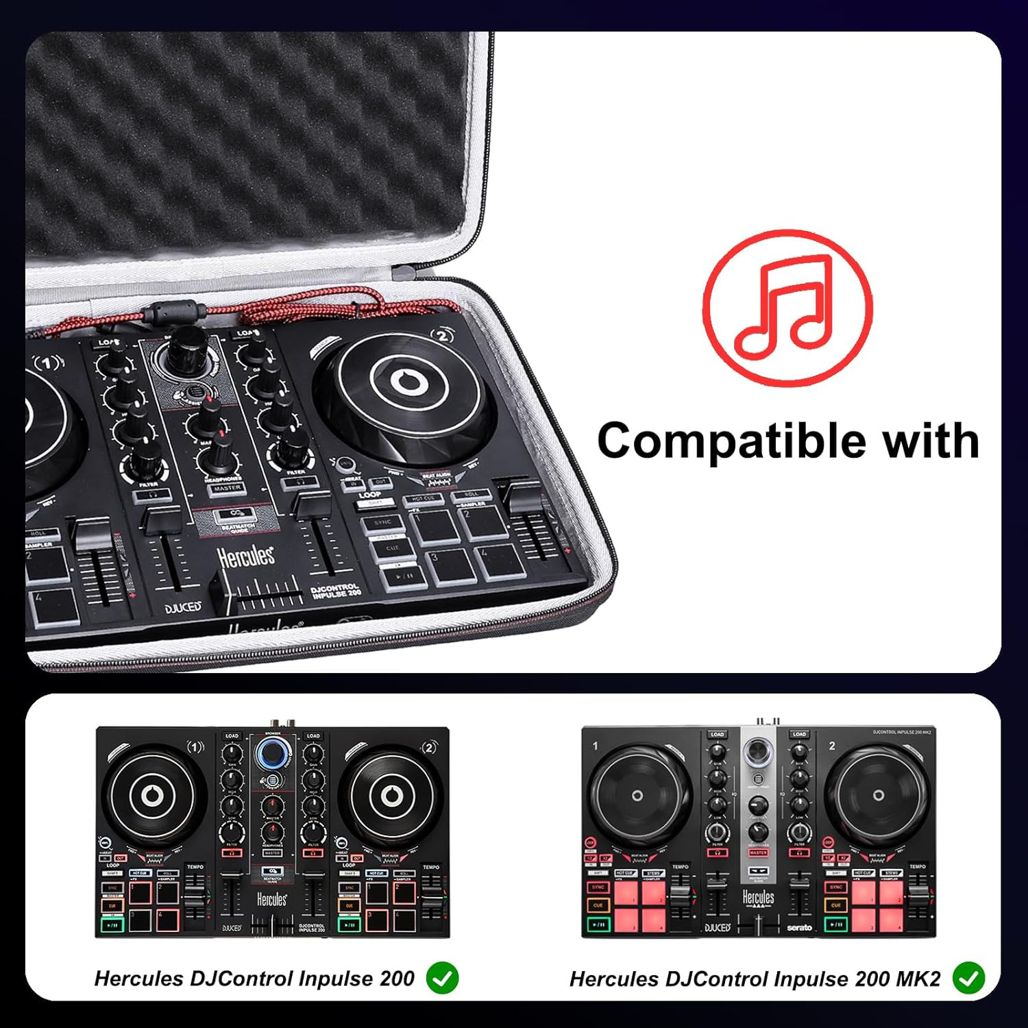 LTGEM DJ Controller Case for Hercules DJControl Inpulse 200 / DJControl Inpulse