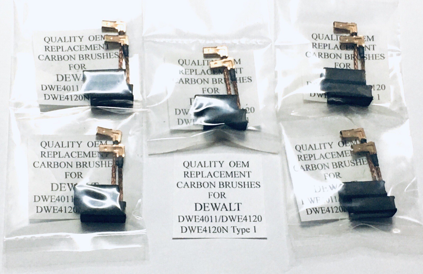 5 SETS REPLACEMENT CARBON BRUSHES FOR DEWALT N097696 DWE4011, DWE4120, DWE4120N