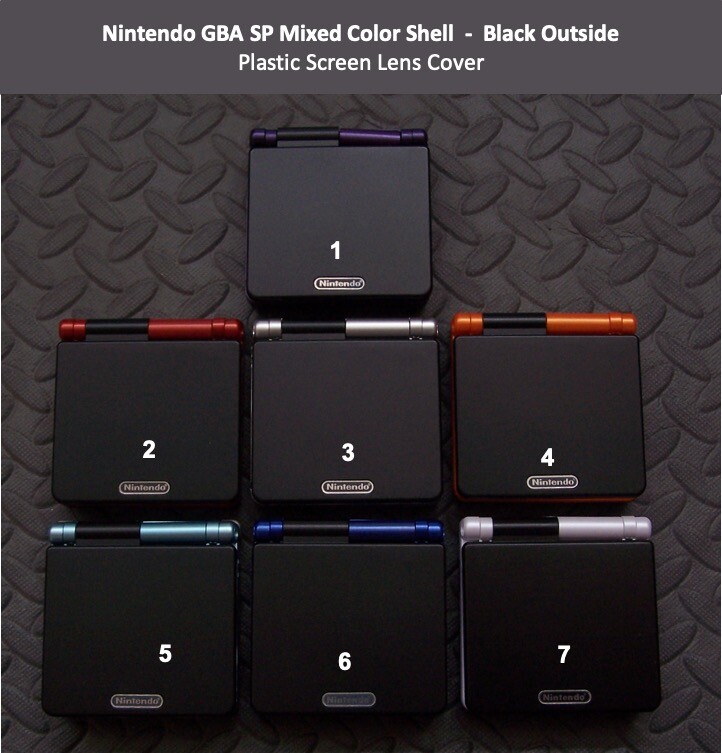 GBA SP Replacement Housing Shell,Plastic LCDLens Cover Mixed Color Black Outside