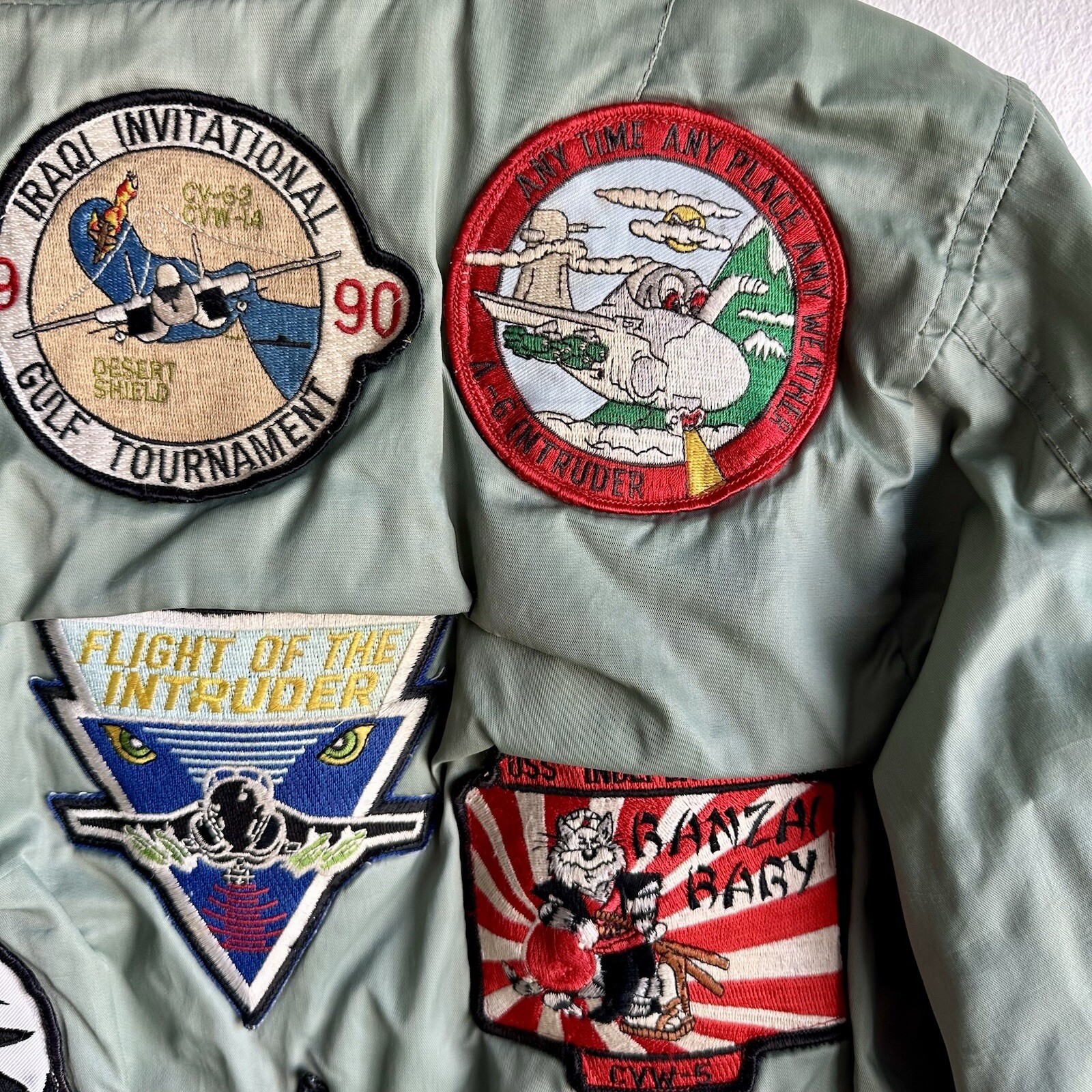 Desert Storm Patched Souvenir Flight Jacket Pilot Original Nylon