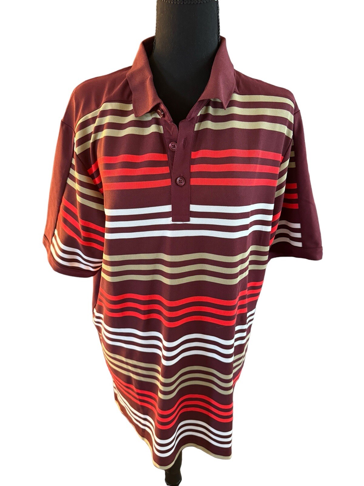 CALLAWAY Mens Golf Polo Shirts - Large maroon stripes