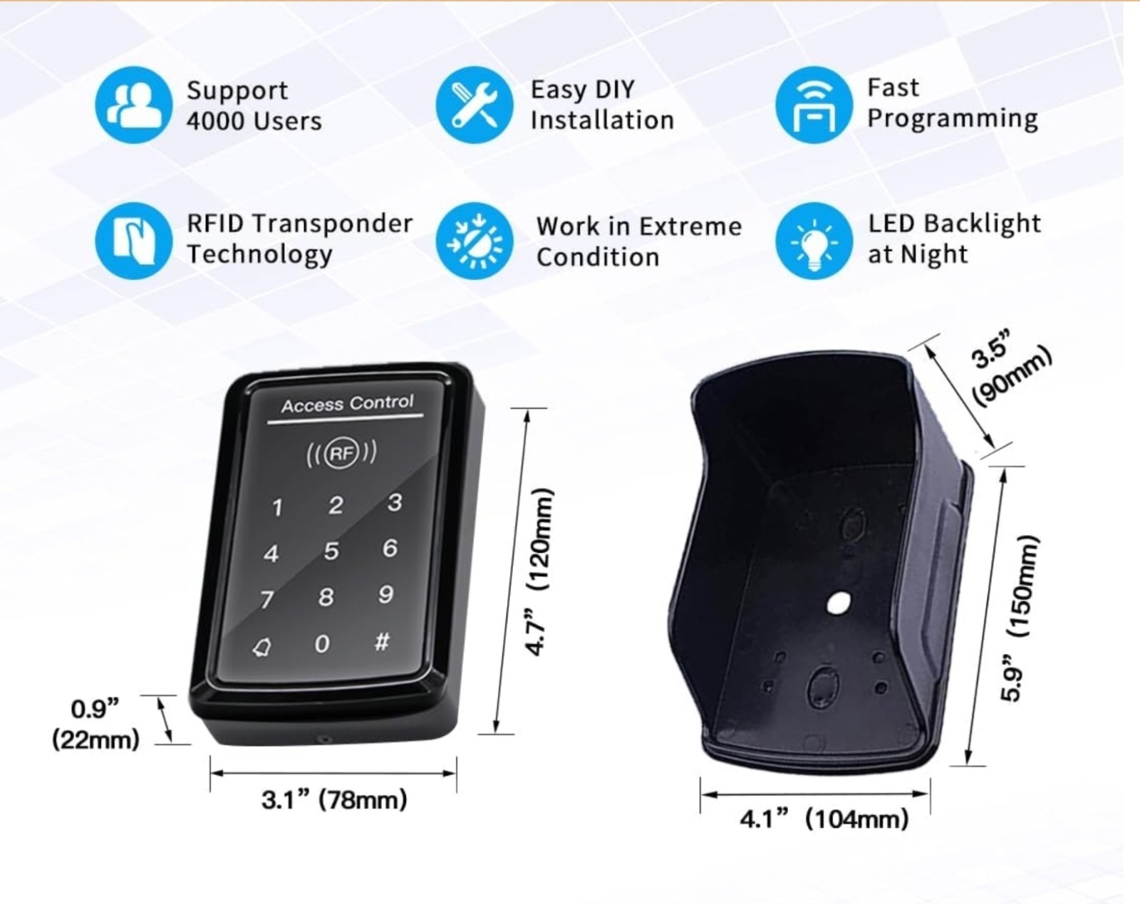 TOPENS TC175P Touch Panel Wired Keypad Universal Keyless Entry Keypad DC 12V 24V