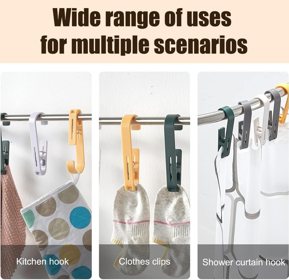 6Pcs Laundry Hooks with Clips Hanger Closet Organizer Clamps Hanging Socks Boot