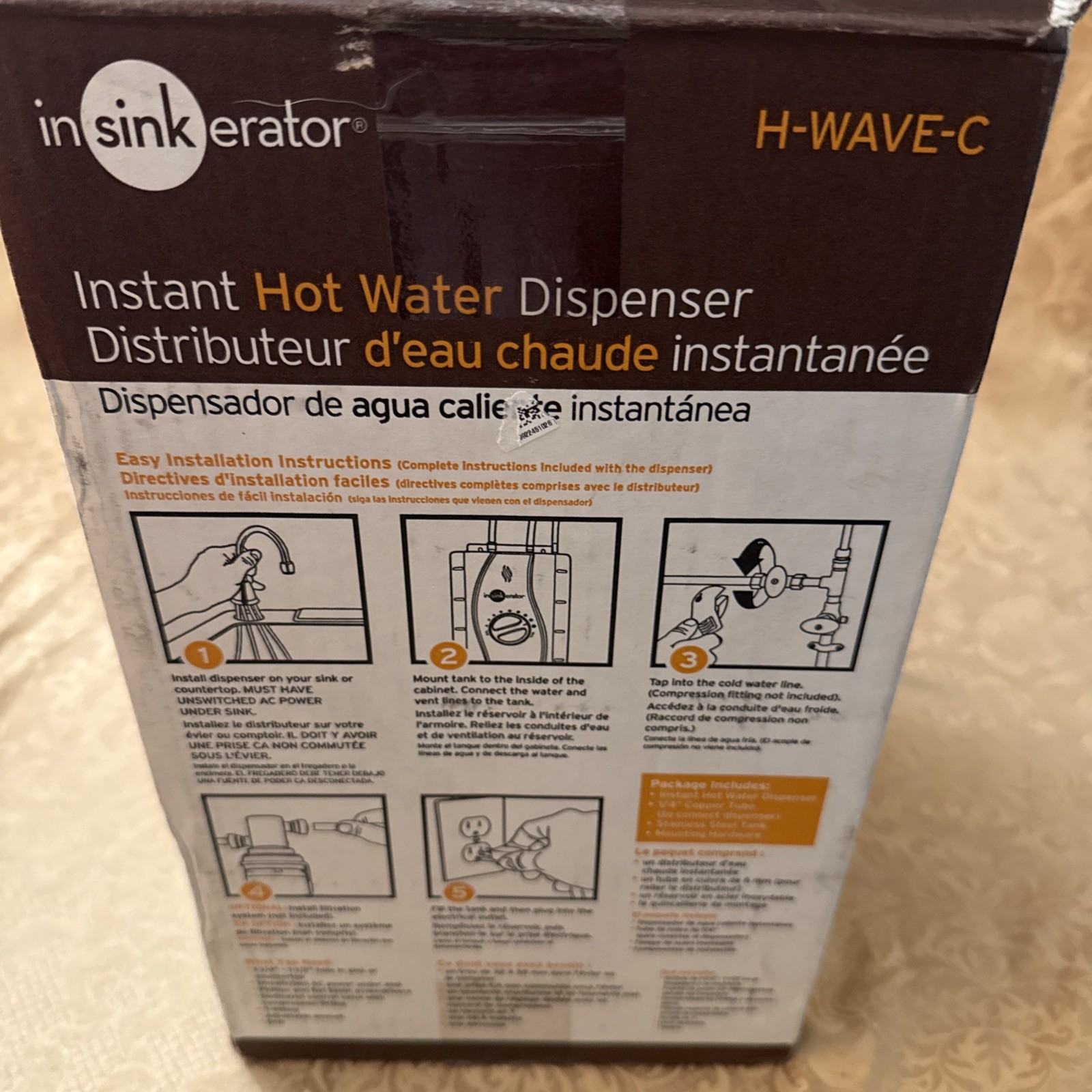 InSinkErator Wave Instant Hot Water Dispenser System H-WAVE-C Faucet & Tank