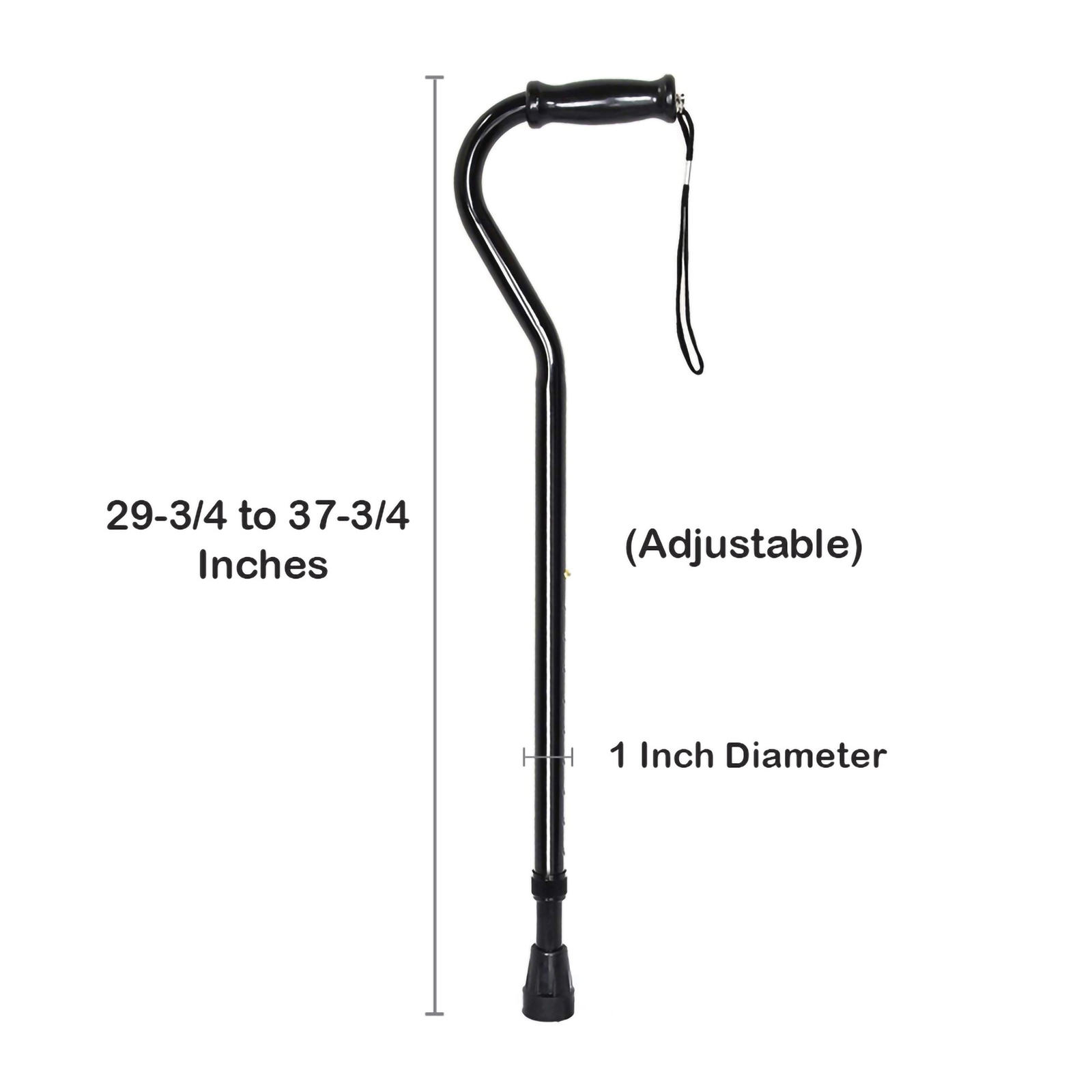 McKesson Black Steel Offset Handle Cane 29.75 to 37.75" Height