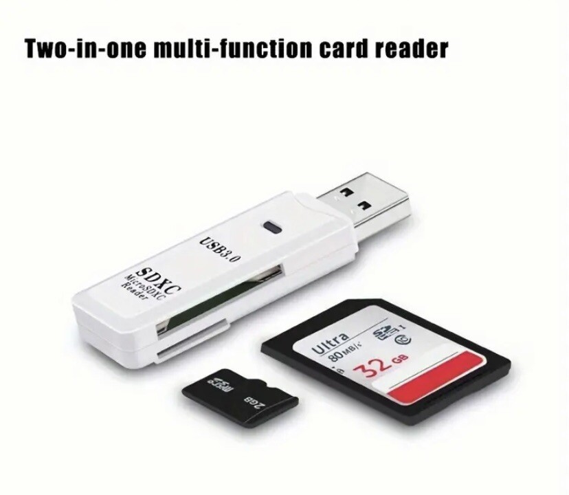 SD XC Micro Card Reader USB to SD Micro SD TF Smart Memory Card Adapter (White)