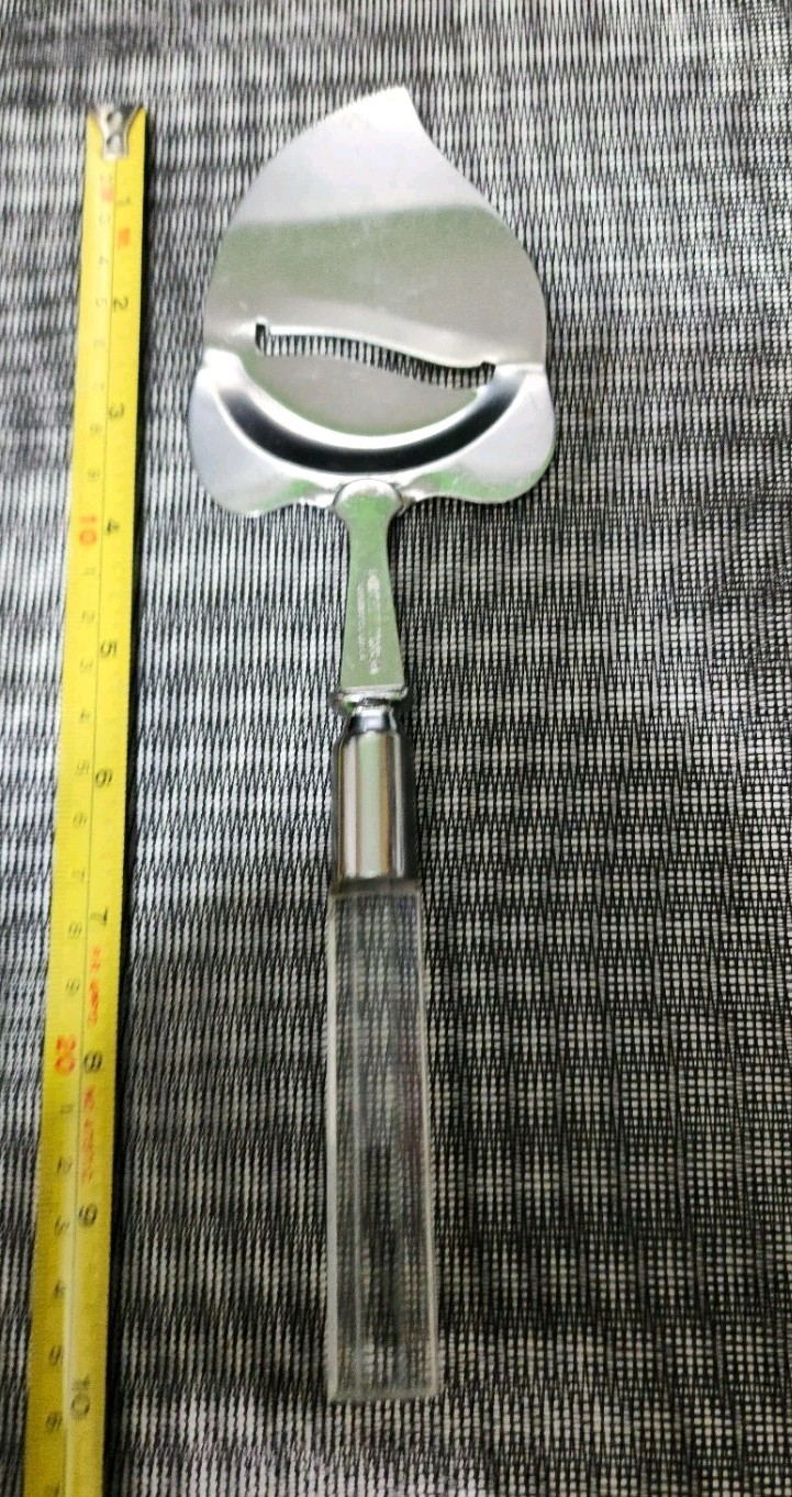 IRVINEWAR VINTAGE CLEAR LUCITE HANDLED STAINLESS STEEL CHEESE🧀 PLANE / SERVER