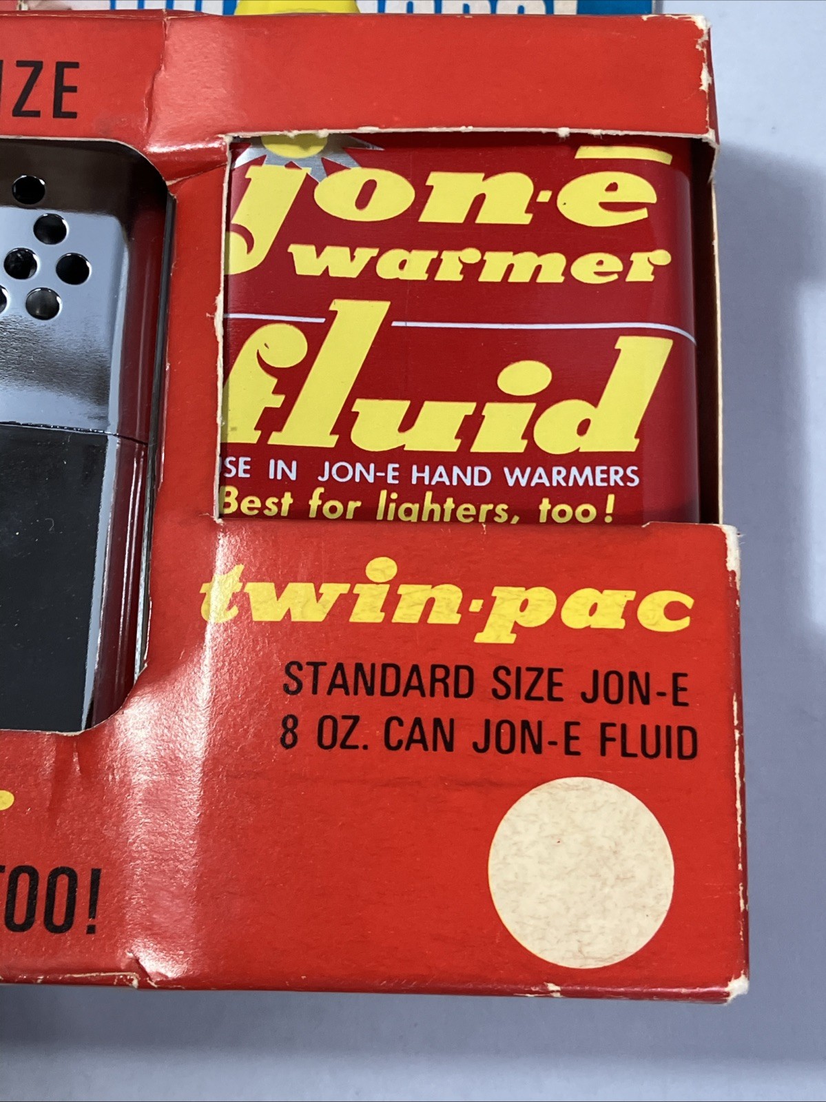 Vintage Jon-E Hand Warmer Cigarette Lighter Self Starting w/Pouch NIP NOS USA
