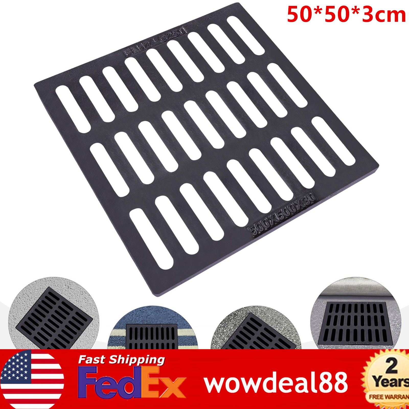 Cast Iron Sewer Grate Strainers Drain Catch Basin Cover Trench Drainage Outdoor