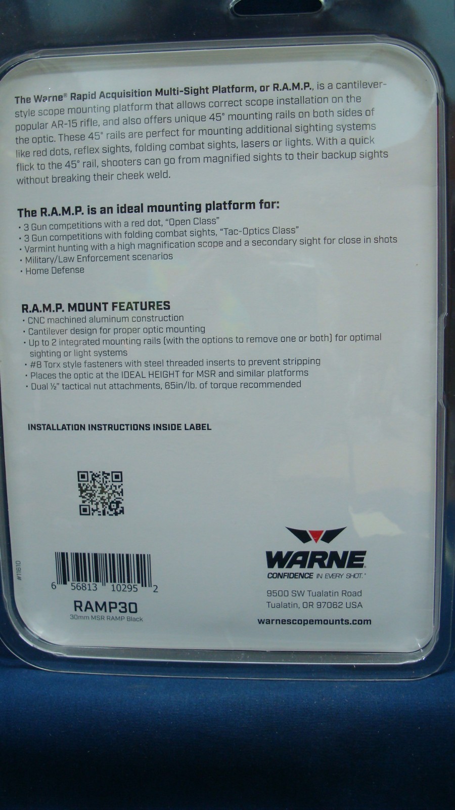 RAMP30 Team Warne 30mm Tactical 1 PC, Black