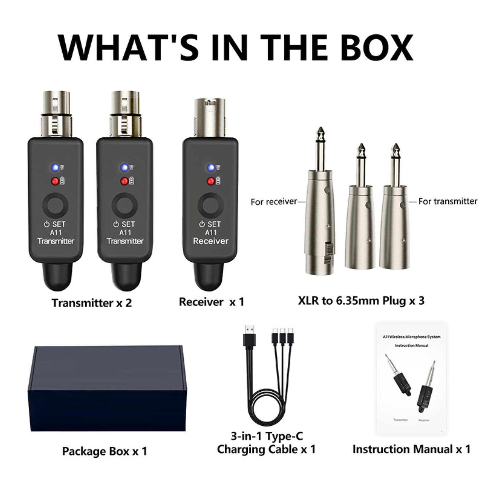 Microphone Transmitter&Receiver XLR Adapter 30M Stable Transmission Distance
