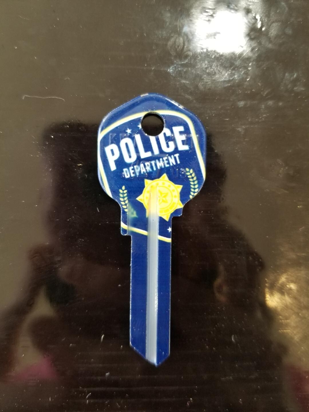 POLICE DEPARTMENT PRINTED KWIKSET KW1/KW10 KEYBLANK (DISCON.) -READ DETAIL BELOW