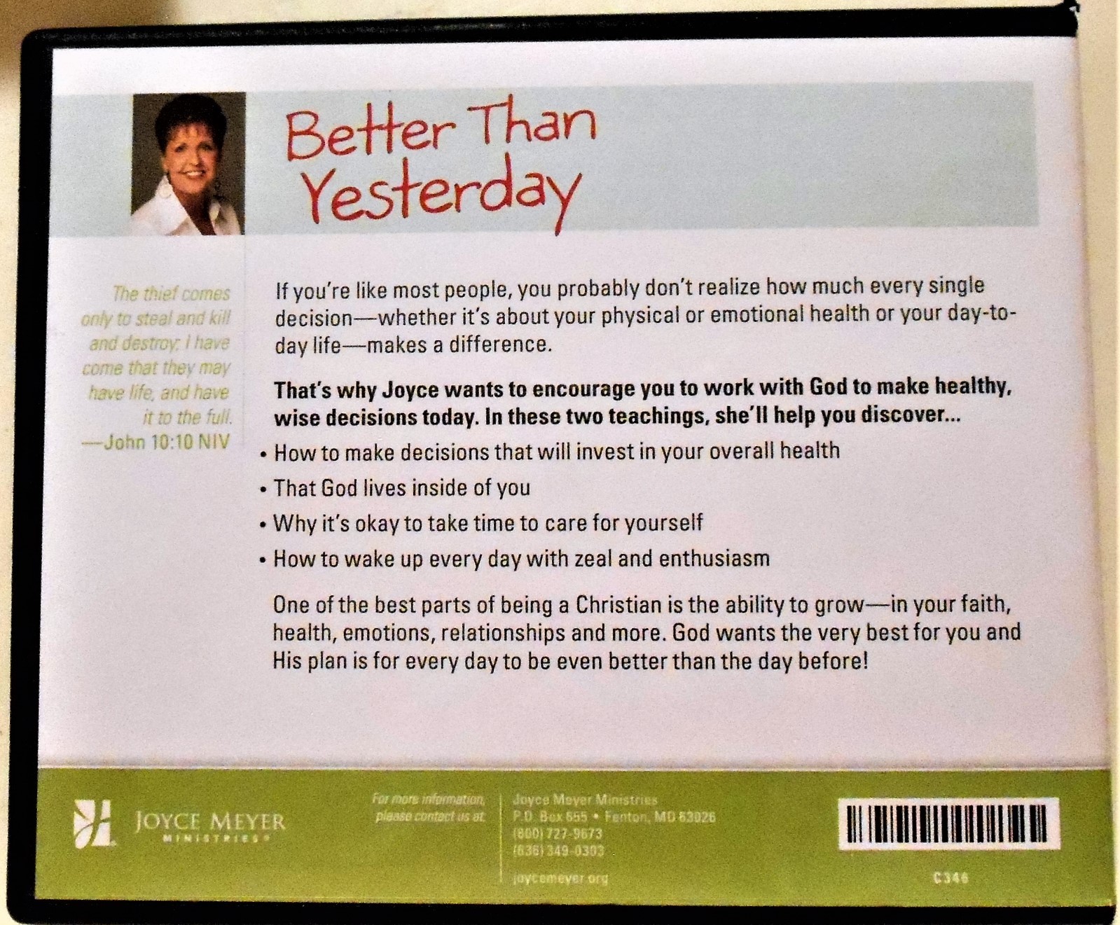 Better Than Yesterday Making Healthy Decisions Today...Joyce Meyer 2 CD Set